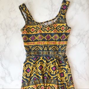 Fit and Flare Ikat Tribal Print Dress XS